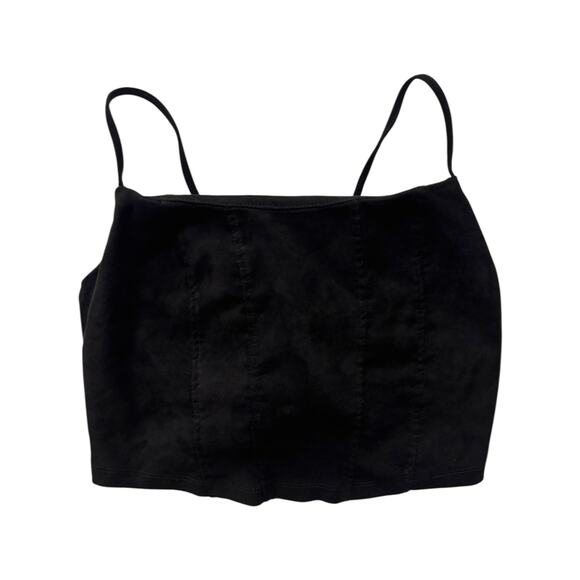 Unbranded lace‑up back corset cami crop top black y2k - Picture 1 of 4